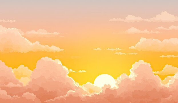 Sunrise or sunset view of a cloudy sky, warm pastel colors - Powered by Adobe