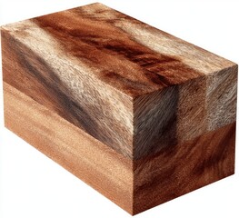 Rectangular block of richly hued wood.  Distinct grain patterns