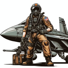 Vector image of a male fighter pilot © Gusti Aji
