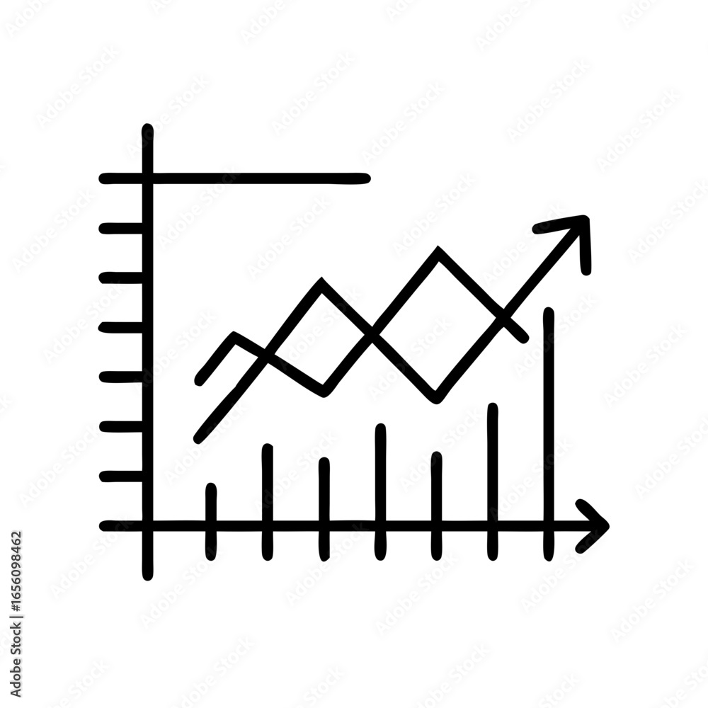 Poster line graph illustrating business process icon with upward trend