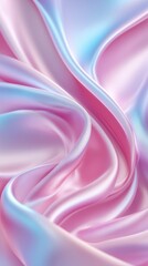 Obraz premium Soft pink and blue silk fabric draping gracefully in flowing waves and curves