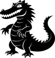  Cool Crocodile silhouette  vector black , white background  
