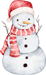 Watercolor Illustration Snowman