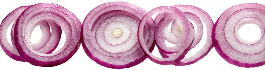 Thinly sliced red onion rings