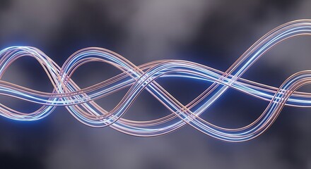 Intertwined Glowing Cables: A Modern Abstract Design with Dynamic Curves and Subtle Light Play