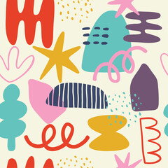 Playful Abstract Doodle Seamless Pattern