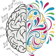 Vector hand-drawn illustration of a pencil and an electric guitar drawing a musical floral doodle pattern with gears and clocks