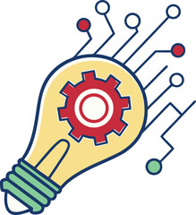 Hand-drawn business concept vector illustration of a light bulb, pencil, and clock icons symbolizing the design process, time, and money