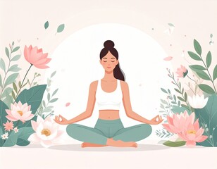 Illustration of a meditating person , symbolizing mindfulness and peace of mind.