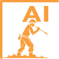 Vector illustration of a man and elephant silhouette design