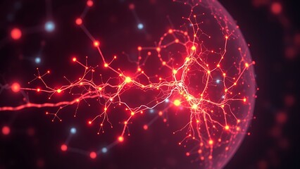 Obraz premium Microscopic neural networks forming glowing memory patterns within a translucent cell membrane.