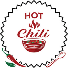 Spicy red hot chili pepper food stamp icon illustration for a vintage restaurant menu vector design