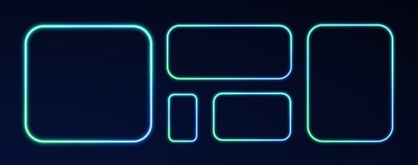 Neon glow futuristic frame rectangle social media template smoke haze mist pink blue red orange purple design element transparent light vector banner background colours dark