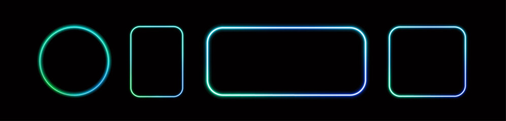 Neon glow futuristic frame rectangle social media template smoke haze mist pink blue red orange purple design element transparent light vector banner background colours dark