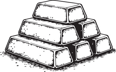 Financial Treasure: A stack of gleaming gold bars, exuding wealth and financial security, in a meticulously detailed illustration, embodying the allure of precious metals and monetary success.