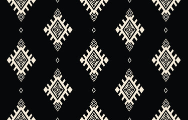 Ethnic tribal black background. Seamless tribal pattern, folk embroidery, tradition geometric ornament. Traditional design for fabric, textile, print, rug, paper, carpet