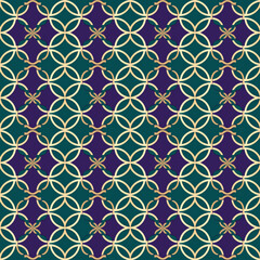 Fototapeta premium Circular rings seamless pattern with purple turquoise flow