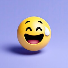 3D laughing emoji with a single tear
