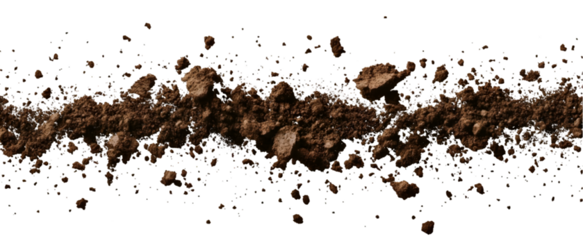 Dynamic brown earth and soil particles floating against a dark background, perfect for natural designs