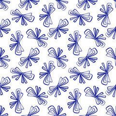 decorative seamless background with stylized line art ribbon bows repeating abstract design on white surface artistic textile wrapping concept of fashion packaging interior decoration