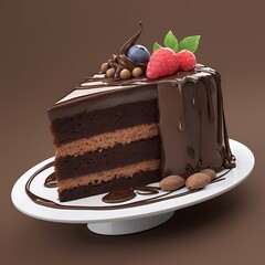 Decadent whole chocolate cake with rich frosting and layered texture, beautifully isolated on a clean white background, perfect for bakery ads, dessert menus, or food packaging visuals