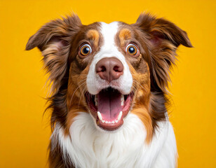 놀란 강아지 얼굴, 크고 동그란 눈, 버러진 입