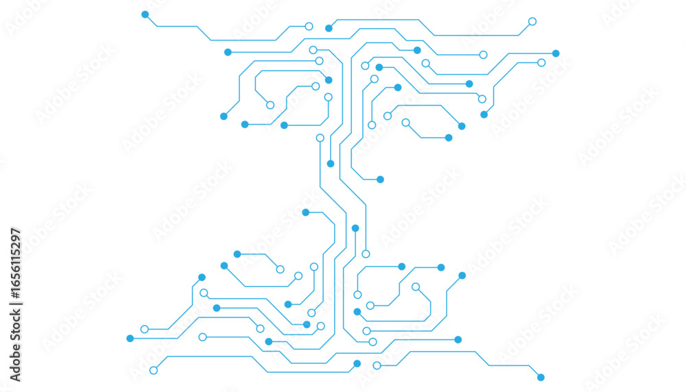Poster technology blue circuit diagram on white background. high-tech circuit board connection system.vecto