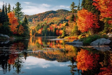 Obraz premium A picturesque autumn scene landscape nature trees.