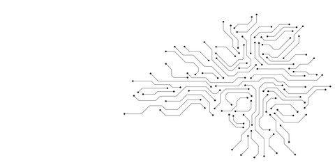 Circuit board digital abstract background. Motherboard technology texture design. AI semiconductor and computer processor on tech bg. Vector illustration