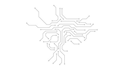 Circuit board digital abstract background. Motherboard technology texture design. AI semiconductor and computer processor on tech bg. Vector illustration