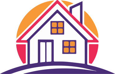 Naklejka premium Simple home construction design and residential architecture symbol vector with window and door on white background