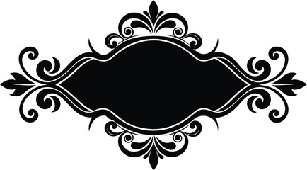 Elegant Black and White Flourish Page Border Design Element:  Vintage, Ornate, Decorative Frame for Luxury Branding on Transparent Background