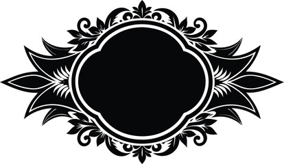Elegant Black and White Ornate Floral Page Border Design Element, Vector Illustration,  Suitable for Vintage or Luxury Branding on Transparent Background