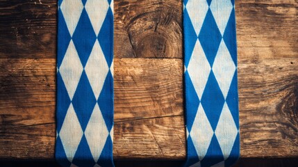 Fototapeta premium Oktoberfest autumn German festival of beer. Banner concept in traditional blue colors. Bavarian traditional fall alcohol fair design.