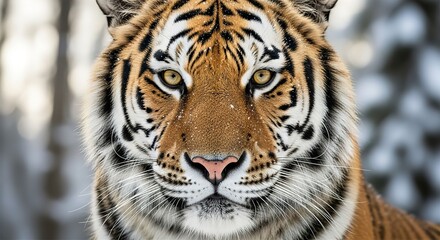 Obraz premium Siberian Tiger Close-Up in Winter Snow