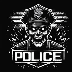 Vector image of a police logo scary