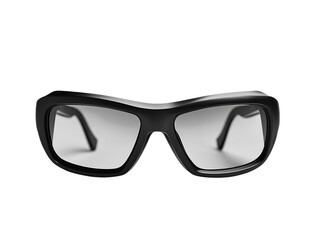 Fototapeta premium Modern black framed safety glasses with tinted lenses isolated on transparent background