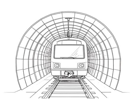 Sketch of a train in a tunnel