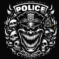 Vector image of a police logo scary