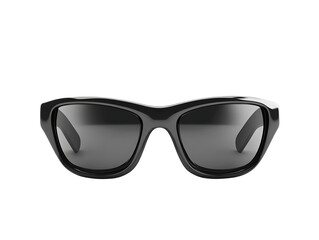 Fototapeta premium Stylish black framed sunglasses with dark lenses isolated on transparent background