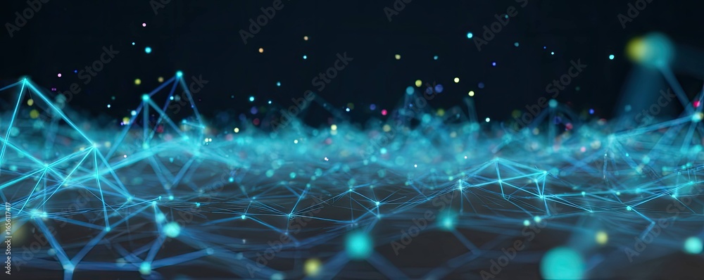 Aufkleber futuristic virtual space dynamic digital connection event with blue abstract background