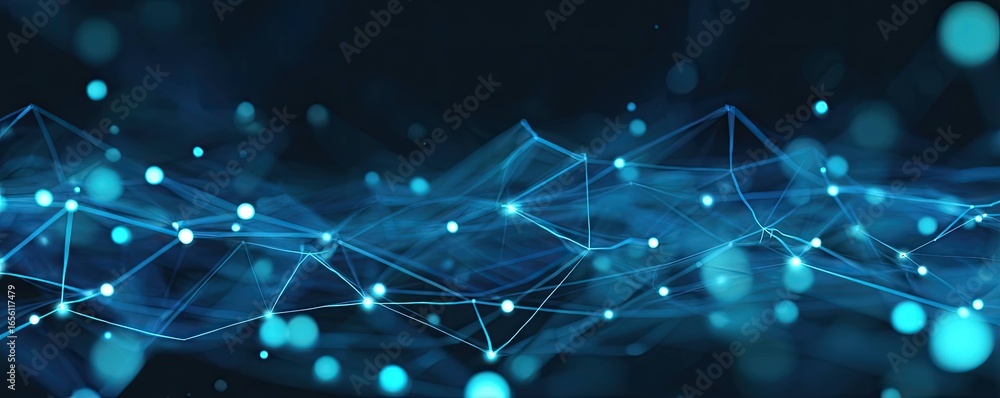 Aufkleber digital connection event virtual space abstract art cyber environment wide angle glowing blue design