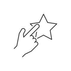 Finger point to the rating star line icon