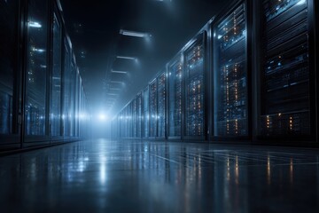 Futuristic server industrial glowing.