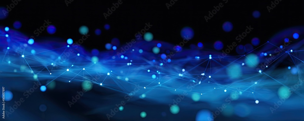 Poster Wide Angle Design of Illuminated Digital Network Expansion in an Abstract Virtual Space