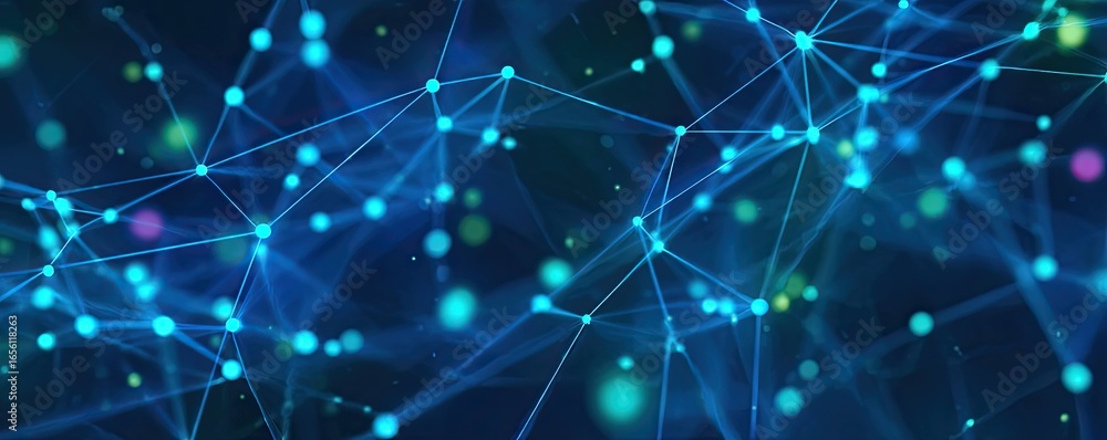 Poster digital connection event virtual space abstract background tech environment close-up view blue conce