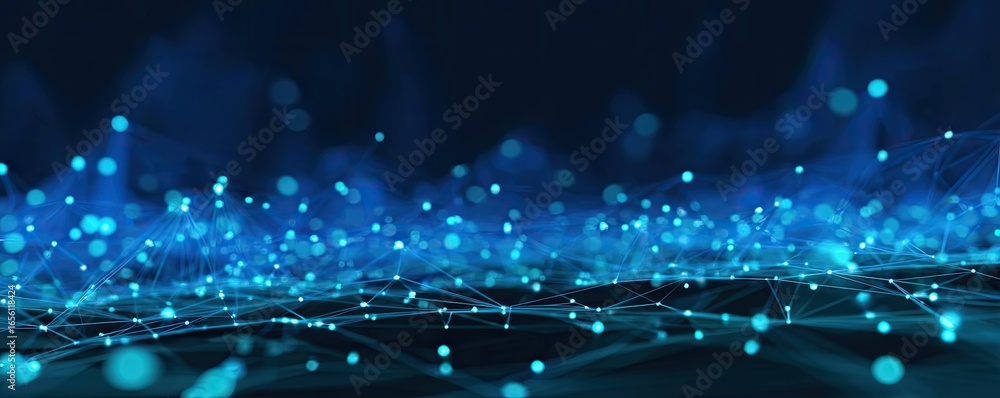 Aufkleber virtual space tech environment abstract digital network visualization with wide angle glowing connec