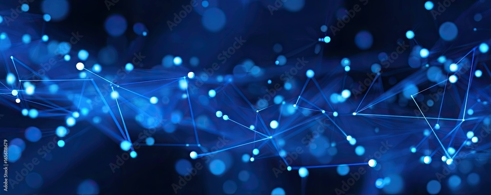 Aufkleber virtual space networking illuminating abstract art in a futuristic environment with blue glow