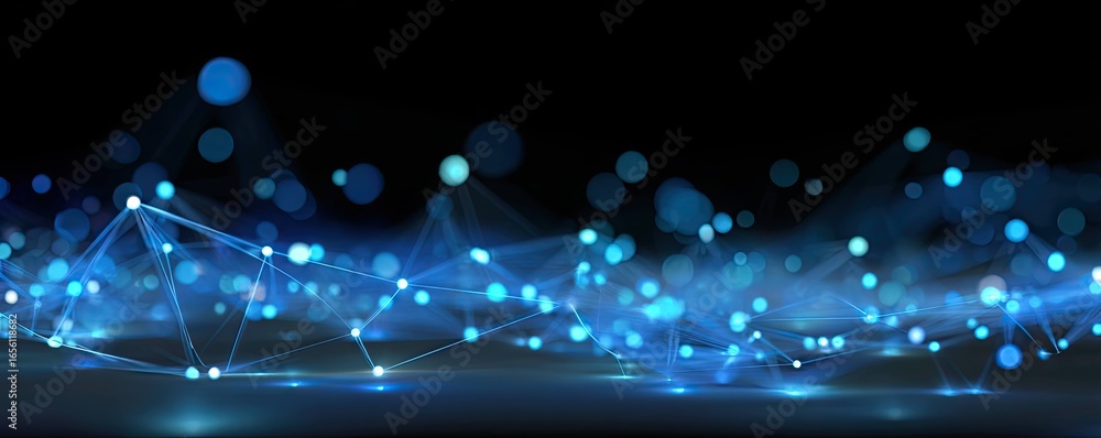 Poster exploring aerial perspectives in futuristic graphic design and abstract digital network spaces
