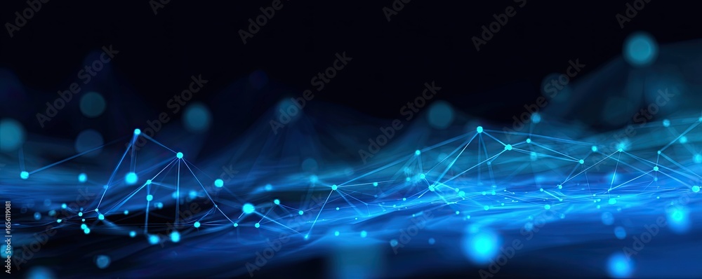 Aufkleber digital networking event virtual space graphic art abstract environment wide view glowing blue conce